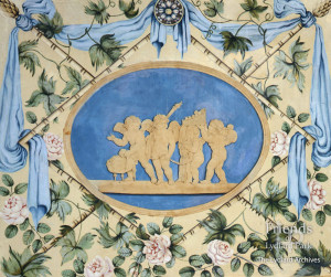 Painted panel by Lady Diana Beauclerk, eighteenth century