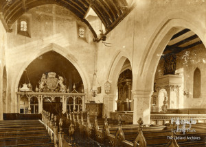 Photograph of nave and chancel arch, St. Mary's Lydiard Tregoze, early twentieth century