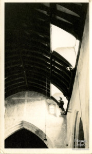 Photograph of chancel arch and ceiling, St. Mary's Lydiard Tregoze, early twentieth century