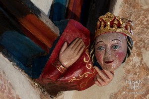 Ceiling boss of lady wearing coronet, St. Mary's Lydiard Tregoze, fifteenth century