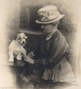 Photograph of Mary Emily Howard with her pet dog, late 19th century