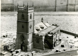 Photographs (2) of c1840 model of St. Mary's Lydiard Tregoze, 1961