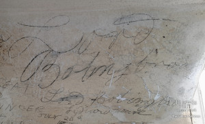 Graffiti signature of Lord Bolingbroke, 1929
