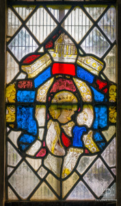 Medieval glass at St. Mary's Lydiard Tregoze: Virgin Mary and Christ Child