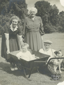 Photograph of Mr and Mrs Gough with their daughter Joyce (Vincent) Lydiard Park, c1950s