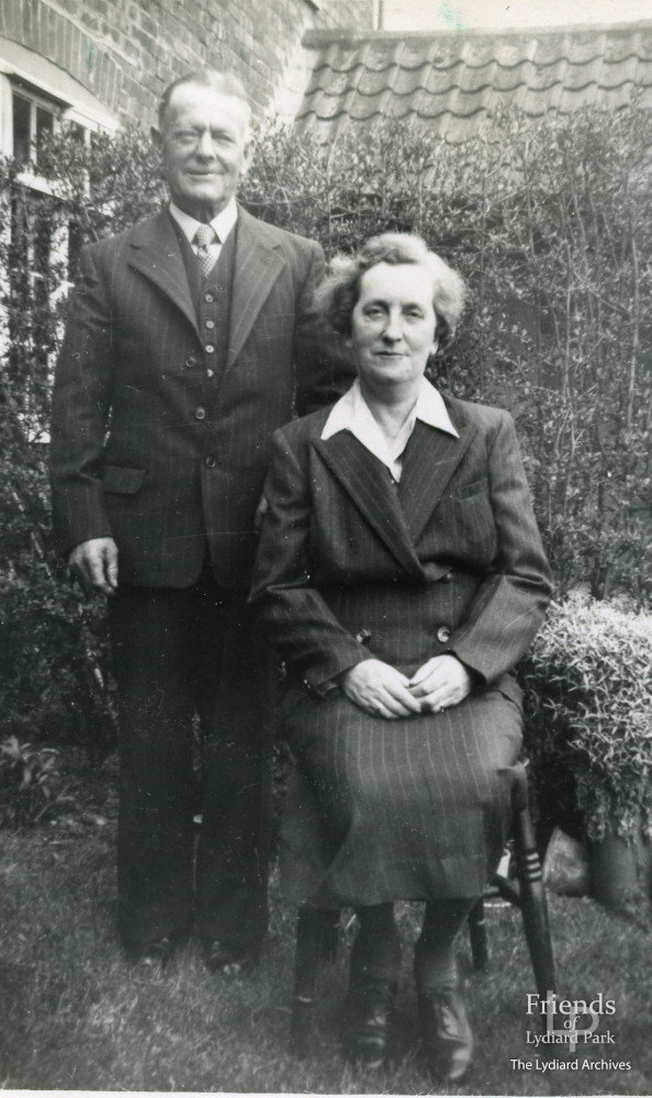 Nr and Mrs Ernest & Daisy Titcombe in the garden at Bolingbroke Close, c1950s