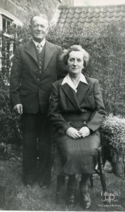 Nr and Mrs Ernest & Daisy Titcombe in the garden at Bolingbroke Close, c1950s