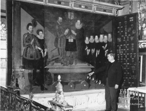 Photograph of Revd. Brian Carne & St. John Polyptych, c1965