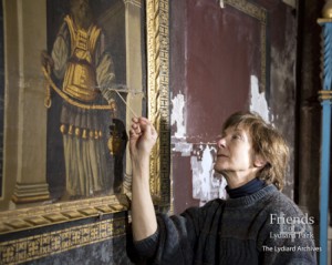 Photographs (6) of Reredos during conservation 2015/16