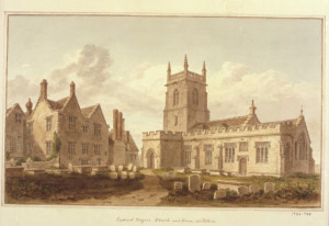 'Lydiard Tregoze Church and House' by John Buckler, 1810
