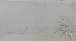 Pencil drawing of Lydiard Tregoze House, possibly by F Nash, 1801