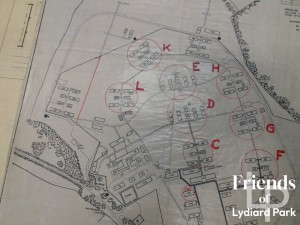 Plan of Military camp at Lydiard Park, c1948