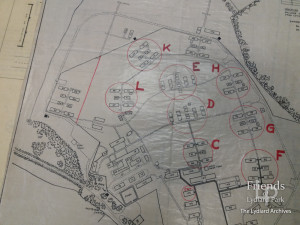 Plan of Military camp at Lydiard Park, c1948