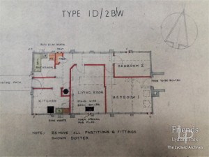 Plan for conversion of military hut to residential dwelling, 1948