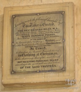 Brass plaque commemorating establishment of Miles charity, 1841