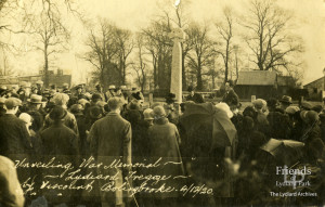Photograph of unveiling of War Memorial at Lydiard Tregoze, 1920