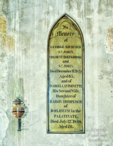 Memorial plaque to George Richard, 3rd Viscount Bolingbroke & Isabella Antoinette (Hompesh)