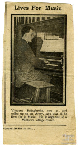 Newspaper article - Lives for Music, 1917