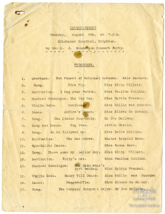 Concert Programme, Kitchener Hospital, 1918