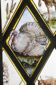 Turkey images (2) in Lydiard's painted window, early 17th Century