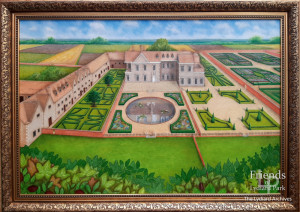 Painting of Lydiard Park manor house and gardens, c1700