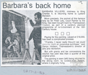 Newspaper cutting of portrait purchase, 1982