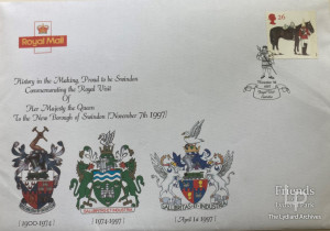 First day cover & Arms of Swindon pamphlet - Royal Visit, 1997