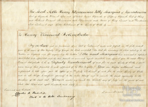 Appointment of Lord Bolingbroke as Deputy Lord Lieutenant of County of Wiltshire, 1860