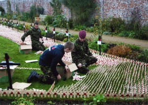 Photographs (5) of preparations for Remembrance Day at Lydiard Park, 2011