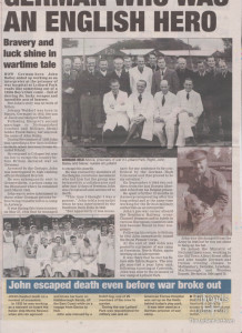 Newspaper cutting - German who was an English Hero, 2011