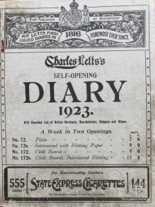 1923 Diary of Elliot Woolford of Hook Farm, Lydiard Tregoze