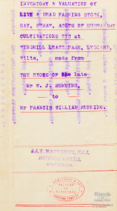 Inventory and Valuation - Park Farm, Lydiard Tegoze, 1916