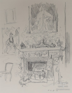 Drawing of Drawing Room, Lydiard House by Frank Quinton, c1995
