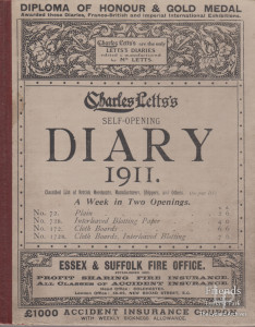 1911 Diary of Elliot Woolford of Hook Farm, Lydiard Tregoze