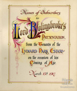 Presentation volume to Viscount Bolingbroke, 1917