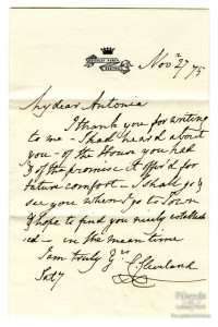 Letter from Dowager Duchess of Cleveland to Antonia St.John, 1875