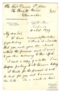 Solicitors letter to Canon Maurice St.John from Royds & Rawstorne, 10th November 1899