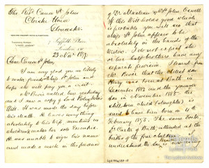 Solicitors letter from Royds & Rawstorne to Canon St.John, 23rd November 1899