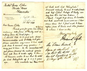 Solicitors Letter from Royds & Rawstorne to Canon St.John, 15th November 1899