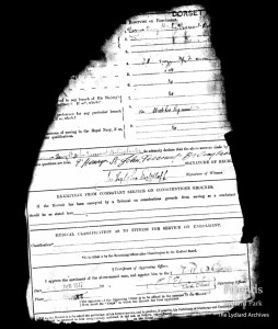 Army enlistment form, Viscount Bolingbroke, 1917