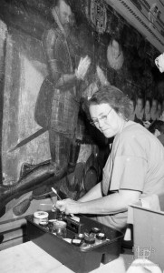 Pauline Plummer conserving St.John polyptych (3)