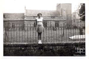 Photographs (2) of Diana and Dorothy Rudler at St. Mary's Lydiard Tregoze, c1955