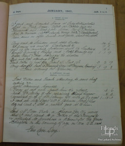 Extracts from 1917 Diary of Elliot Woolford re. purchase of silver rose bowl