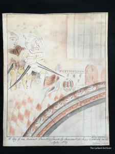 Watercolour of Becket wallpainting, 1837