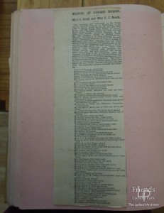 Newspaper cutting - wedding of John Henly and Florence Newth, January 1911