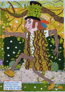 Folk paintings (3) inspired by the Walled Garden at Lydiard Park