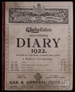 1922 Diary of Elliot Woolford of Hook Farm, Lydiard Tregoze