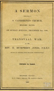 Sermon preached by Revd. E. Humphrey Jones during Transvaal War in 1899